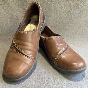Earth Origins Shoes Women’s 6-1/2M Leona Loafer Comfort Brown Leather Slip On
